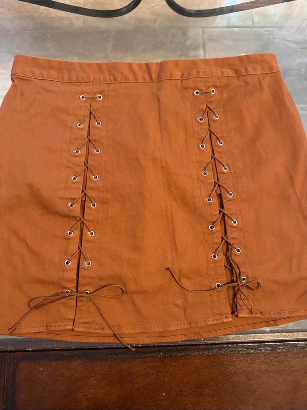 wild fable Rust Orange Lace-Up Mini Skirt